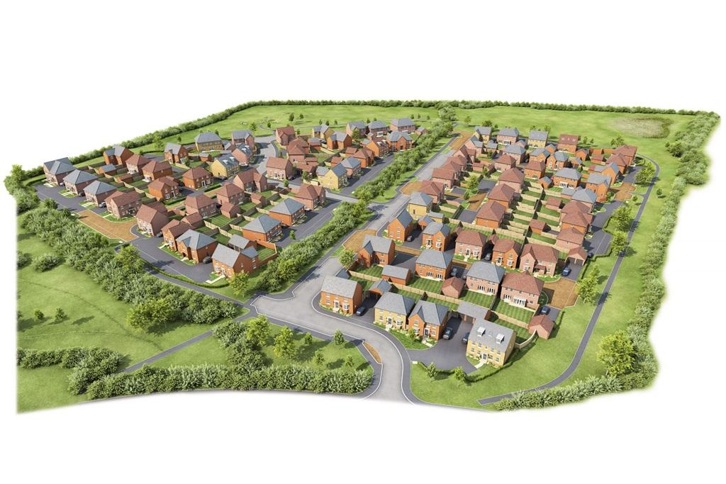 Aerial CGI of Lavendon Fields
