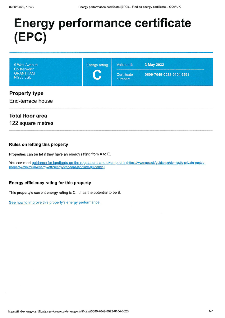 EPC Certificate