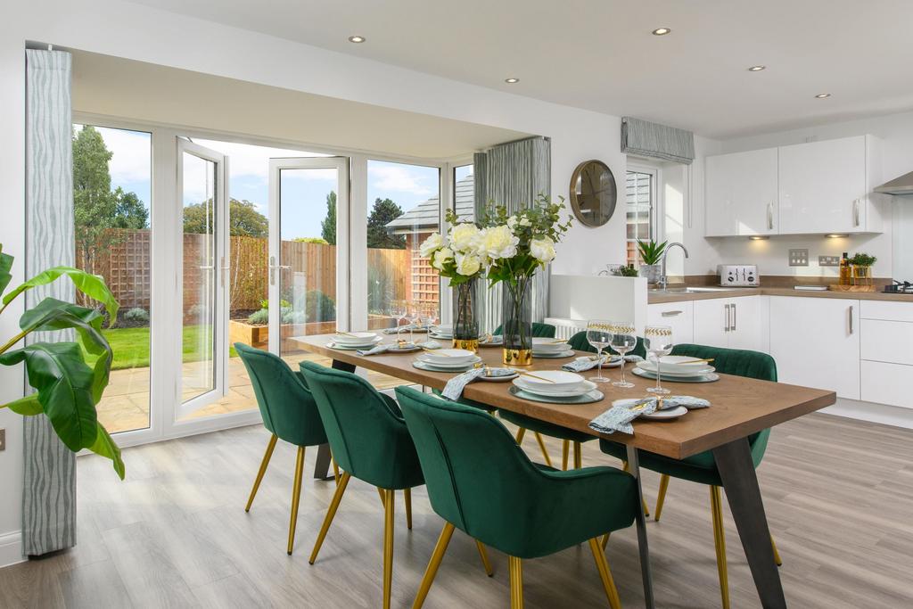 Kitchen and dining are in the Holden show home