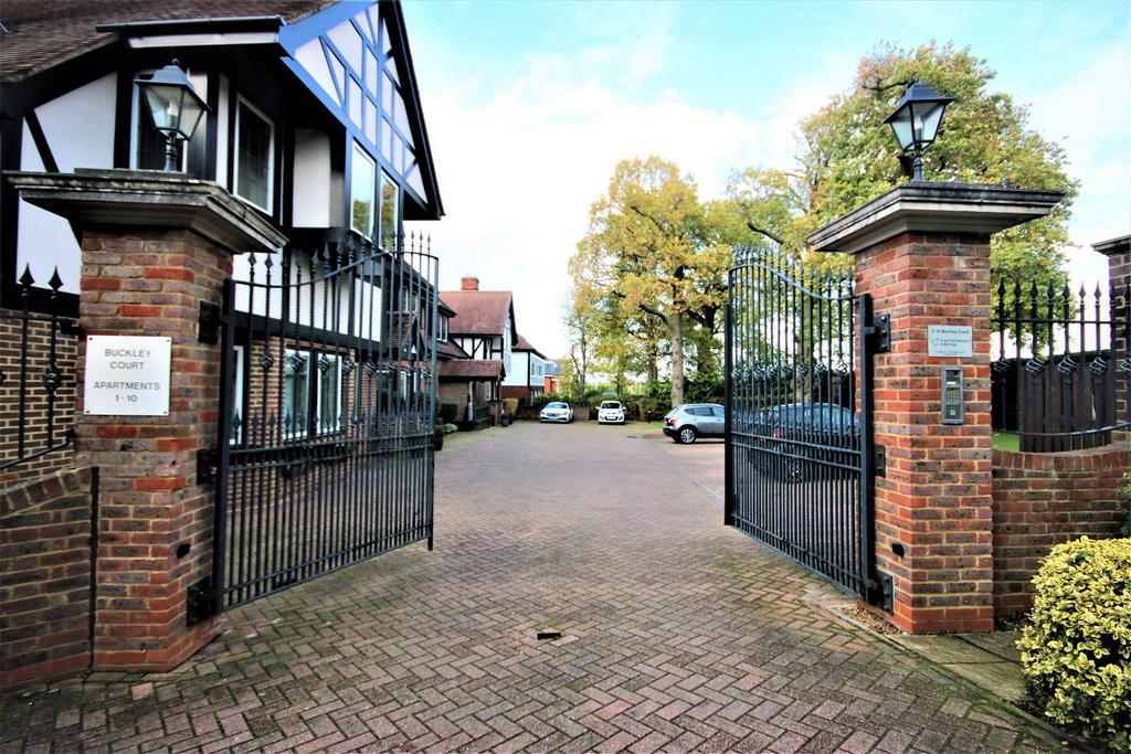 Gated entrance with security gates: