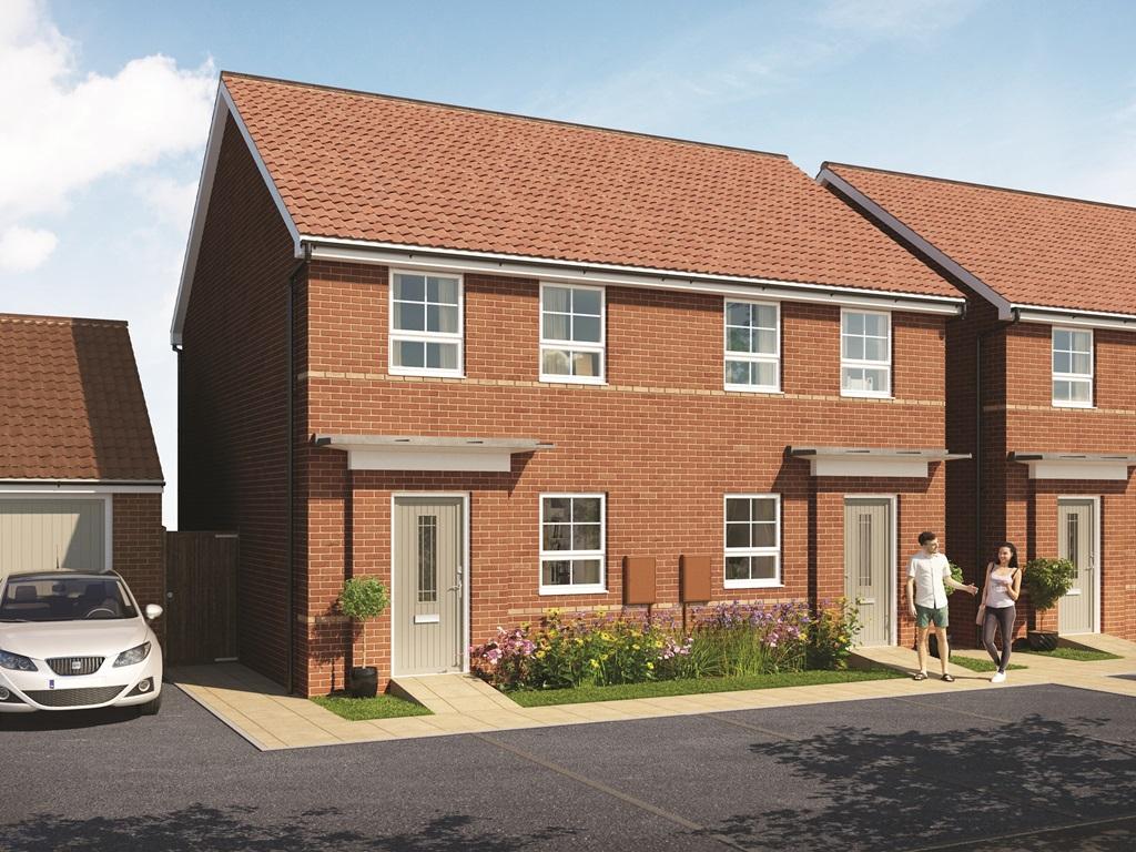 Outside view of The Denford, 2 bed home. CGI.