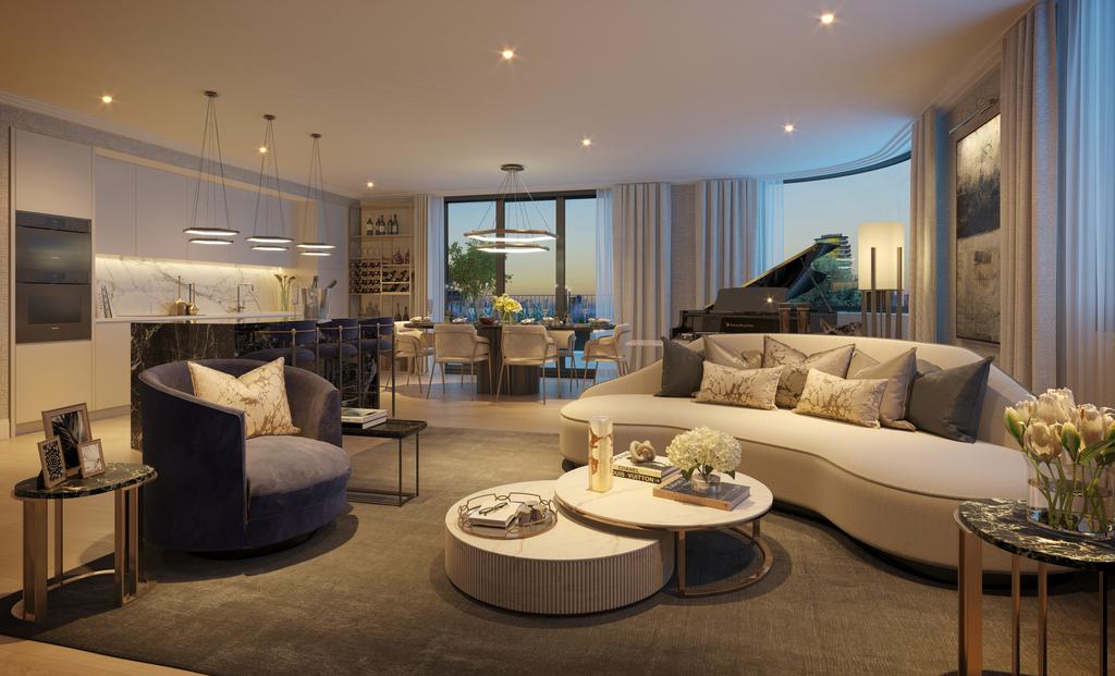 Living Room Dusk   Penthouse   Chelsea Rivervie...
