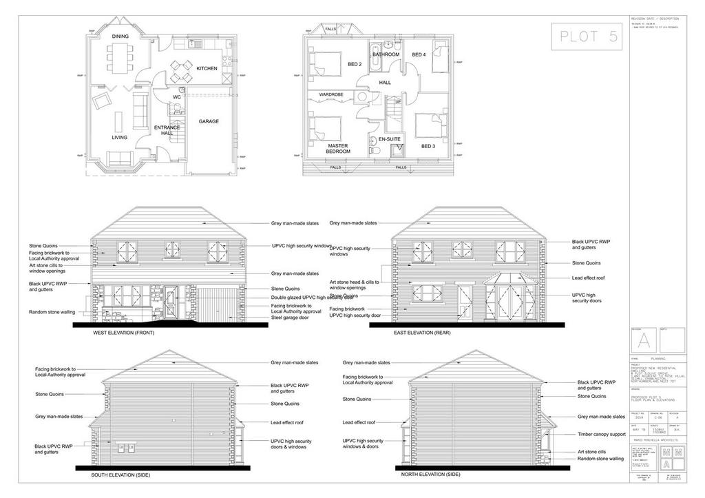 3059 C 06 PLOT 5 PROPOSED PLAN &amp; ELEVATIONS rev A.