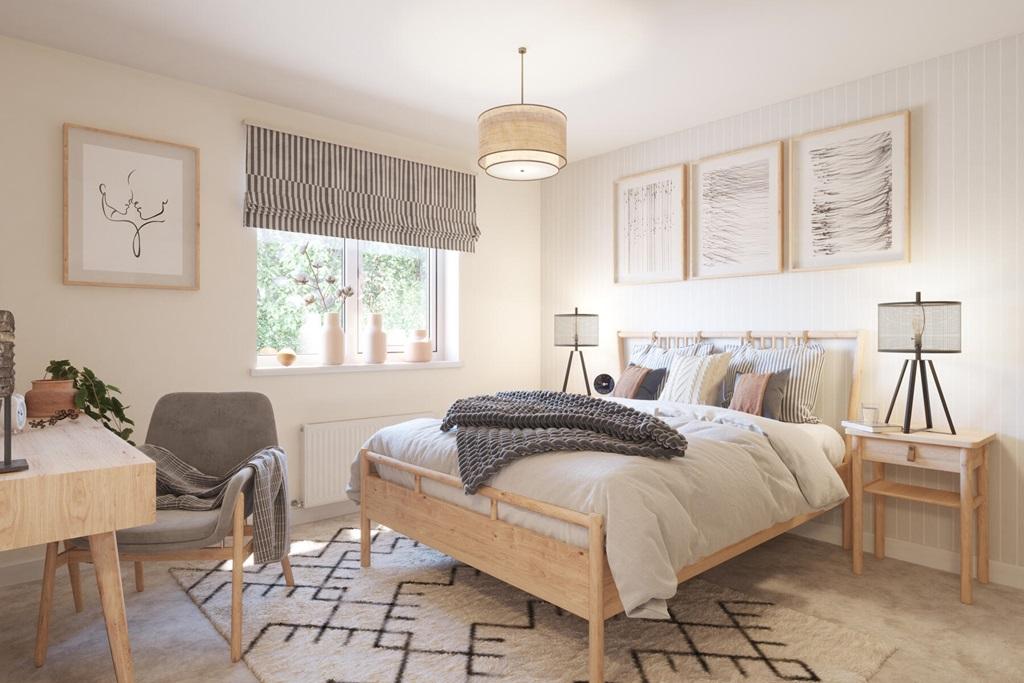 Large windows in the third double bedroom allow...