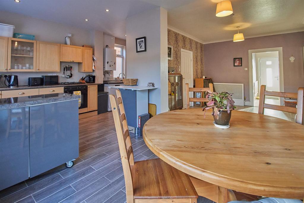 Extended open plan living dining kitchen to rear