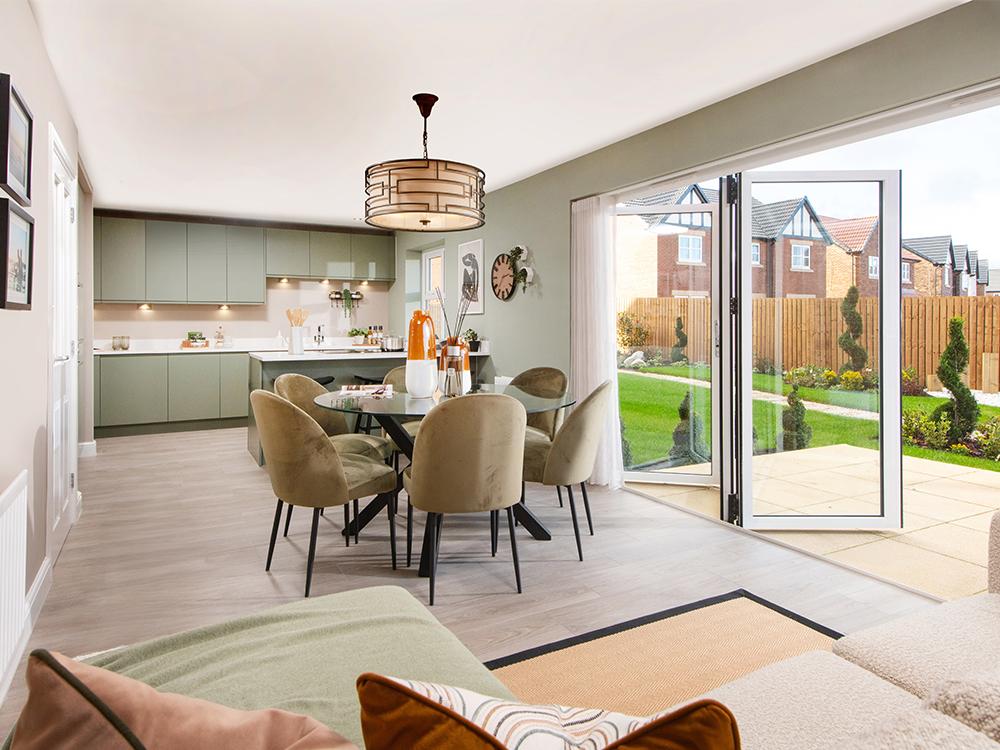 Kitchen with stylish island and integrated...