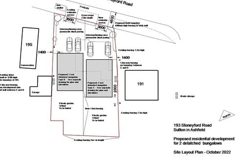 Land for sale - Building Plot for x2 Three Bedroom Detached Bungalows, Stoneyford Road, Sutton-in-Ashfield