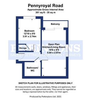1 bedroom flat for sale, Pennyroyal Road, Stockton-On-Tees
