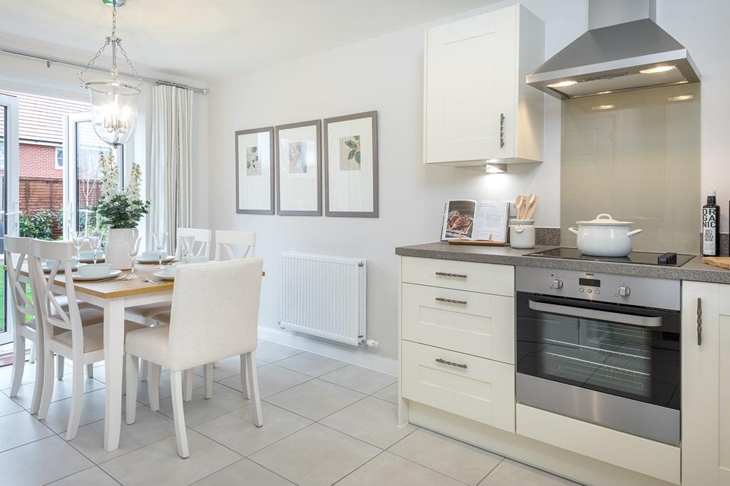 Open-plan kitchen diner with French doors