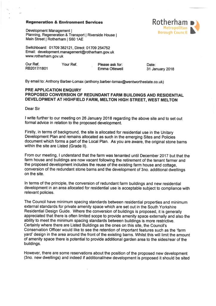 Pre application enquiry