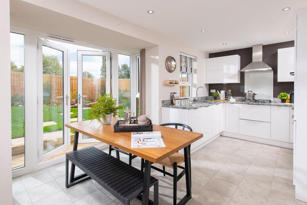 Open plan kitchen leading to the garden