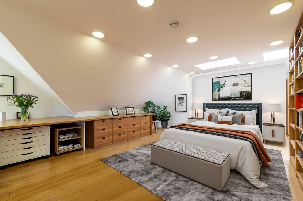 Library Virtually Staged as Bedroom