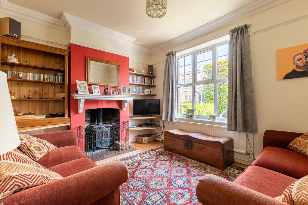 Sitting room with wood burner