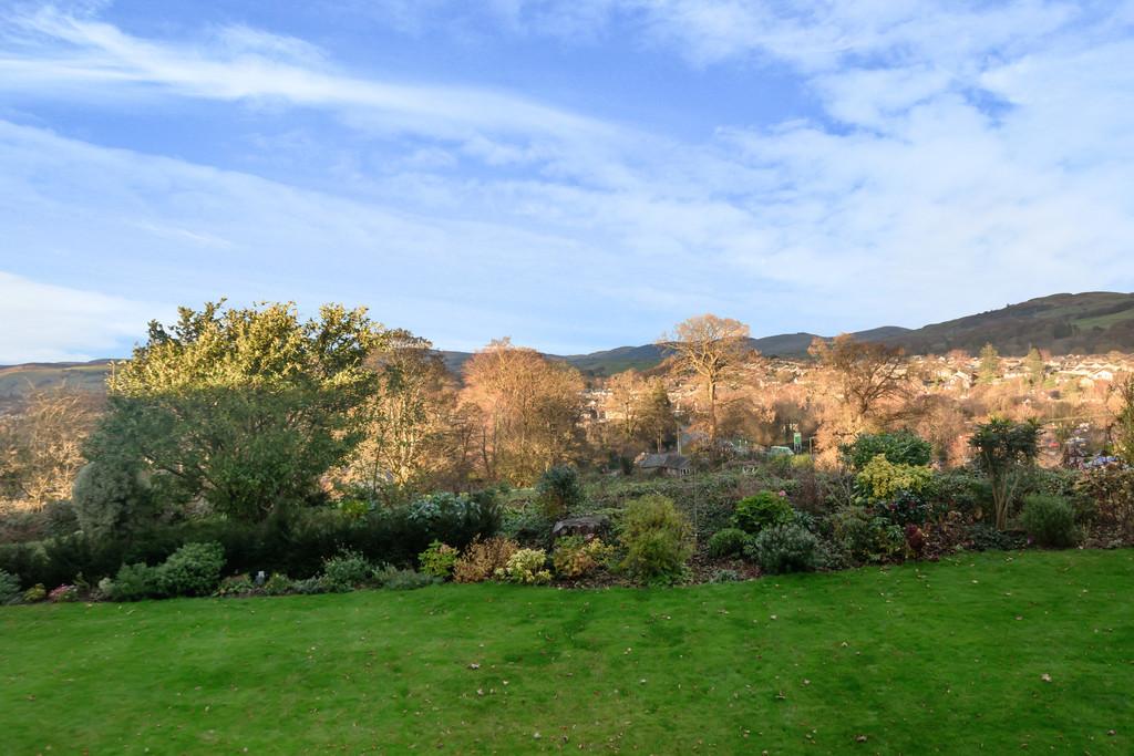 View from the gardens to the distant fells