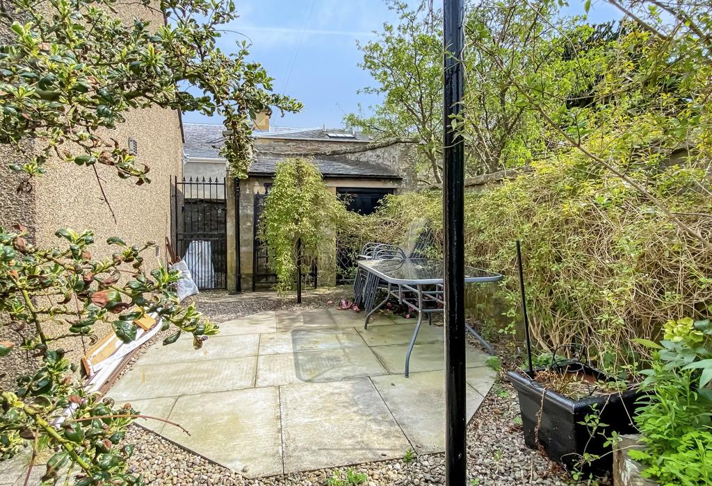 Patio area and shed