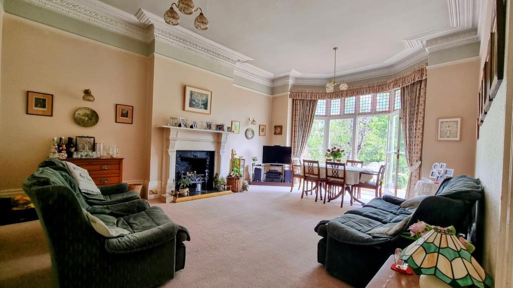 Impressive living room with garden views