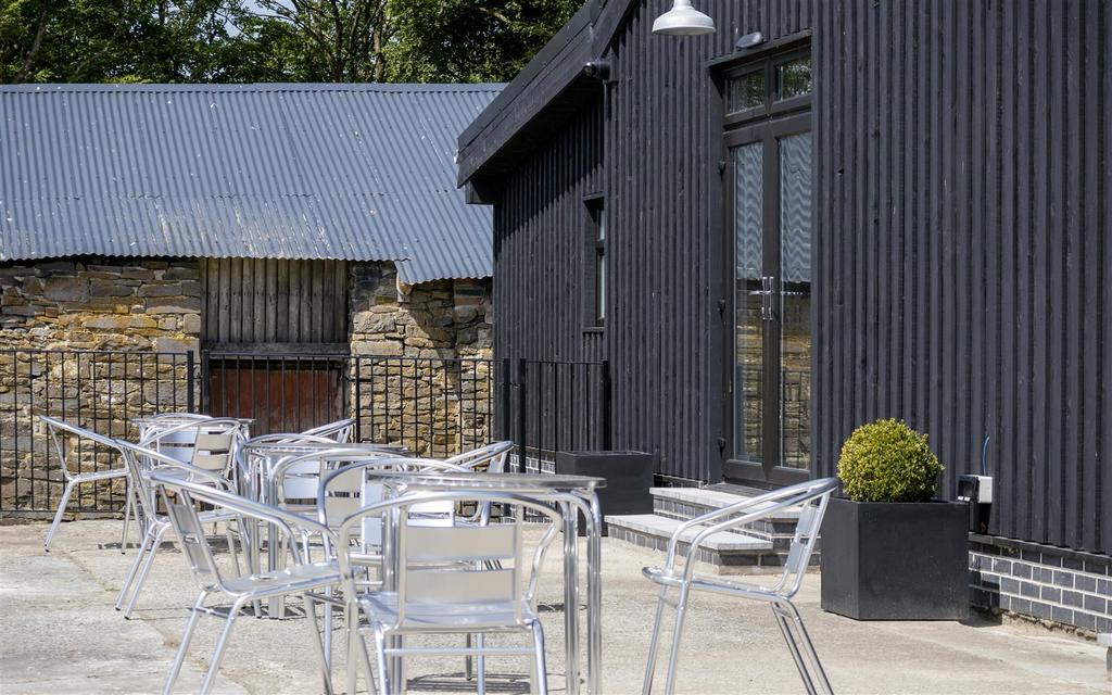 Outdoor barn seating area