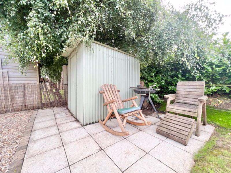 Patio area and shed