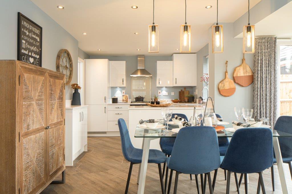 Blue themed Hertford Kitchen diner