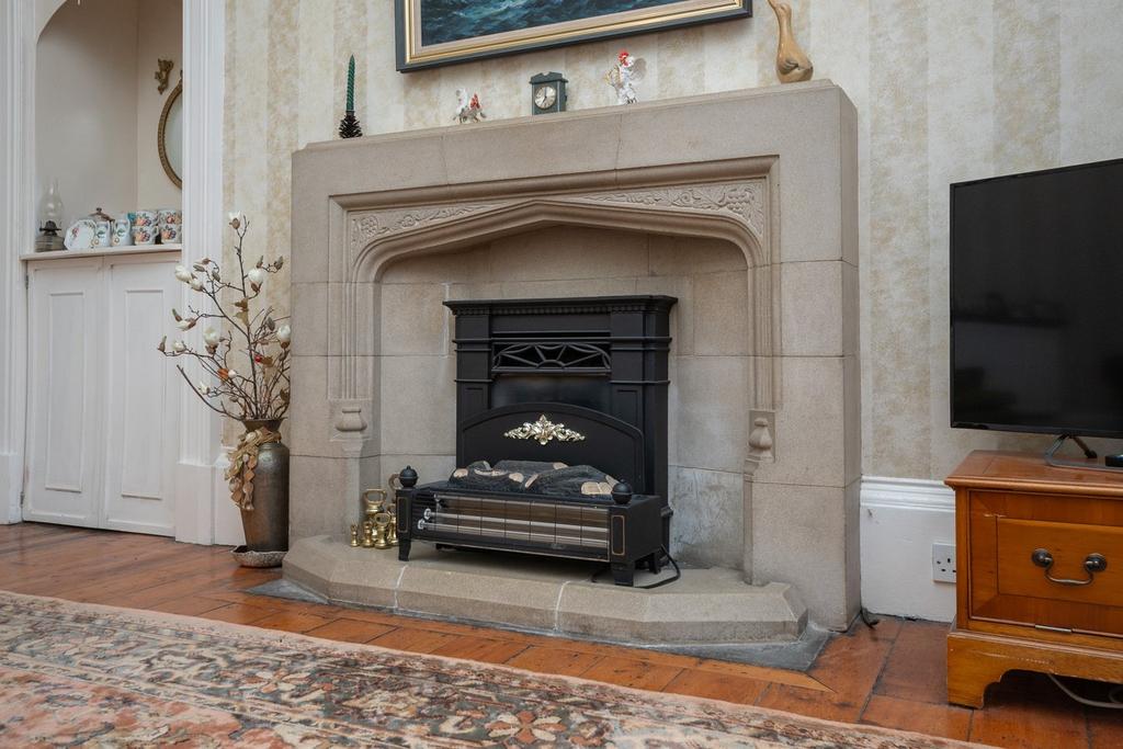 Stone fireplace