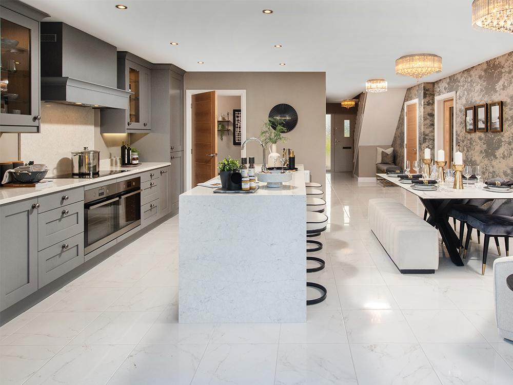 Kitchen/dining/family room with bi fold doors...