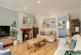 Living room with a wood burning stove