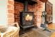 Wood burning stove ablaze