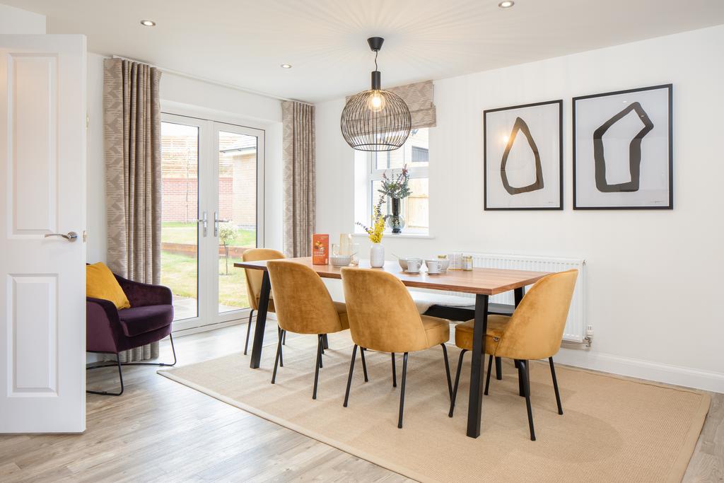 Open plan kitchen with dining area in the...