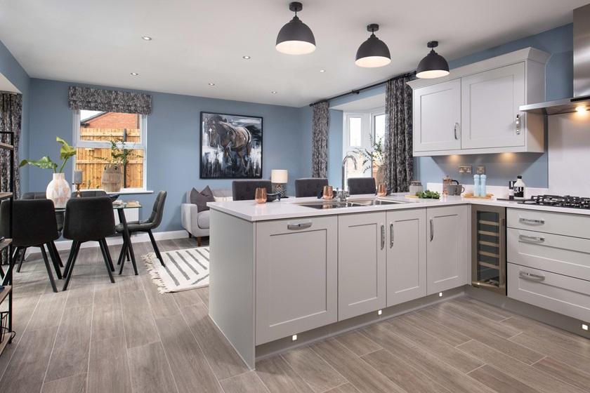 Open plan kitchen and family room