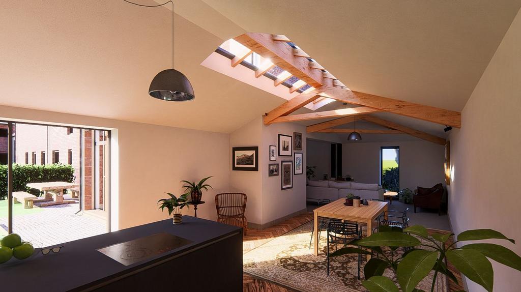 Open plan kitchen dining living