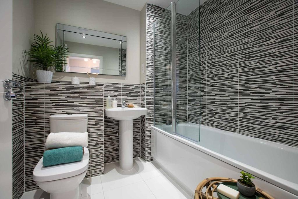 Modern bathroom with high quality fixtures and...
