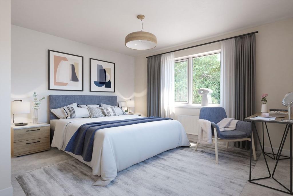Natural light beams through to the bedroom