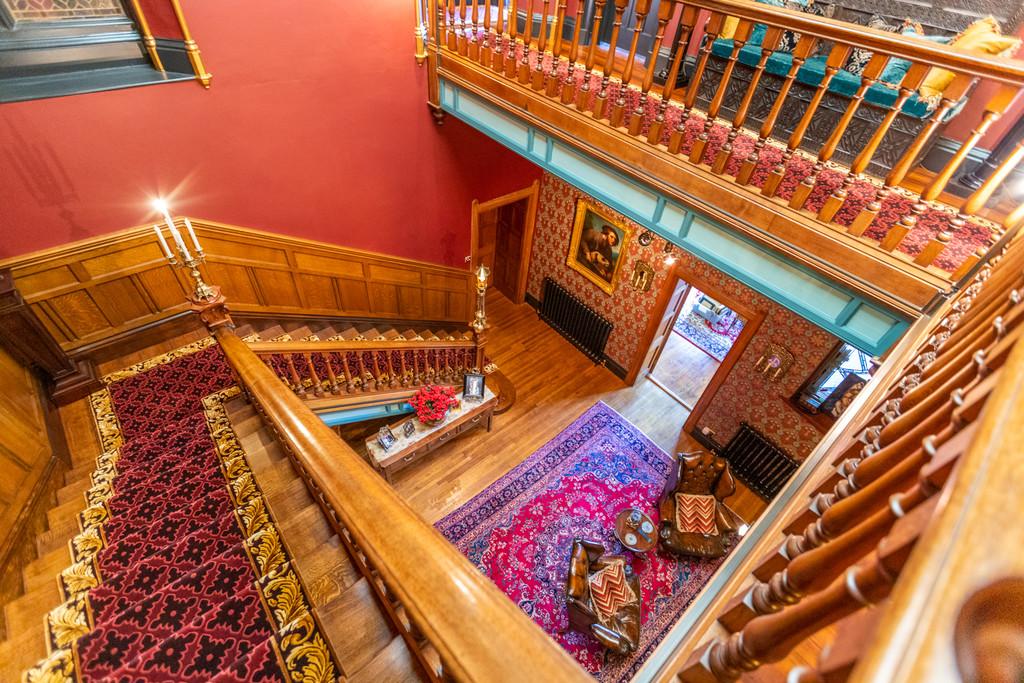 Looking down from the gallery to the Great Hall