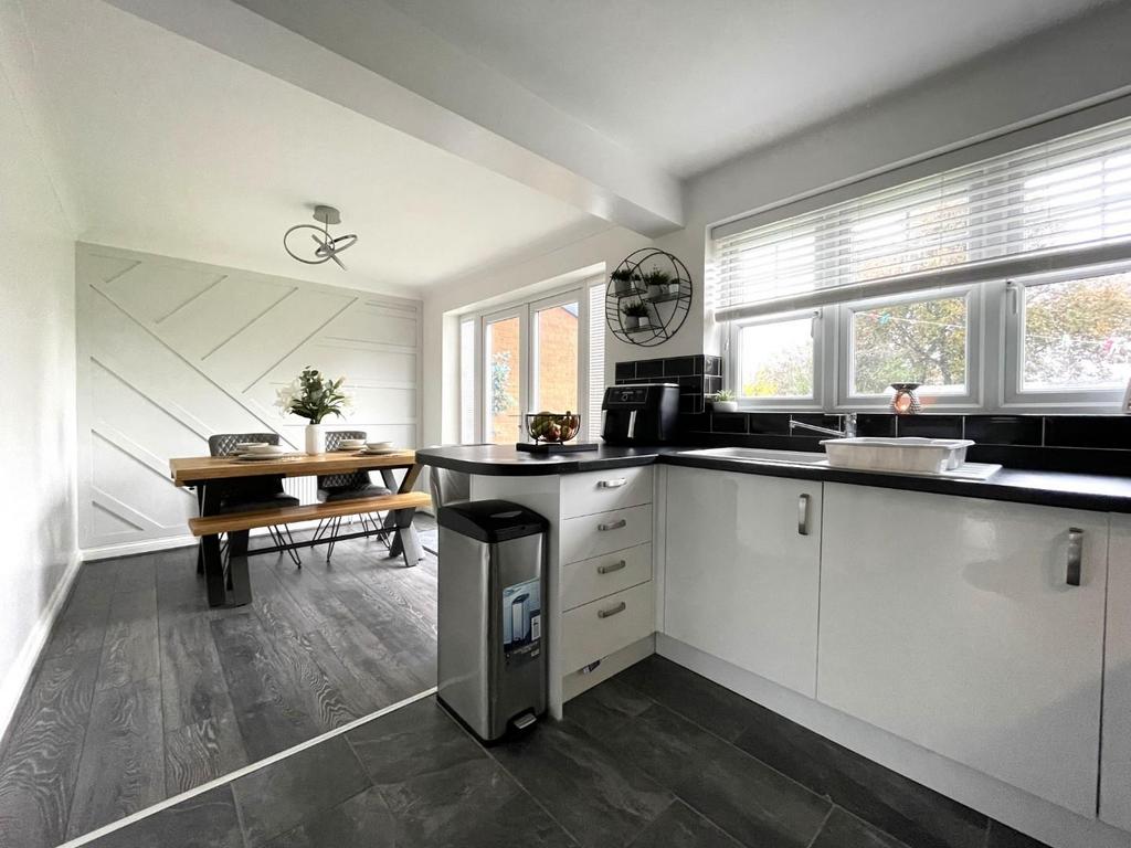 Kitchen into dining area