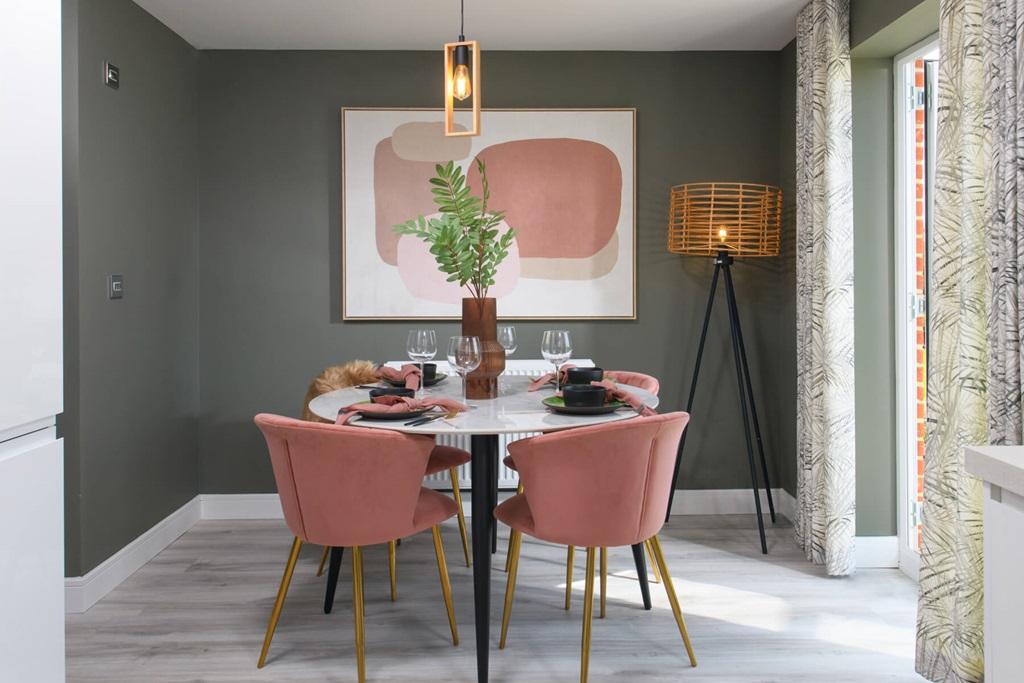 Enjoy views of the garden when gathered around...