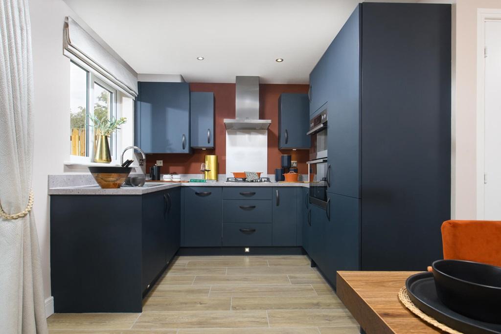A modern kitchen with ample space for storage