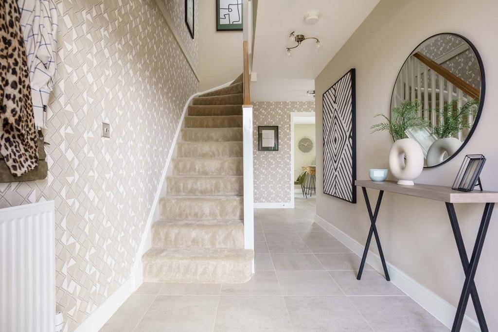 Bright and spacious hallway with under stair...