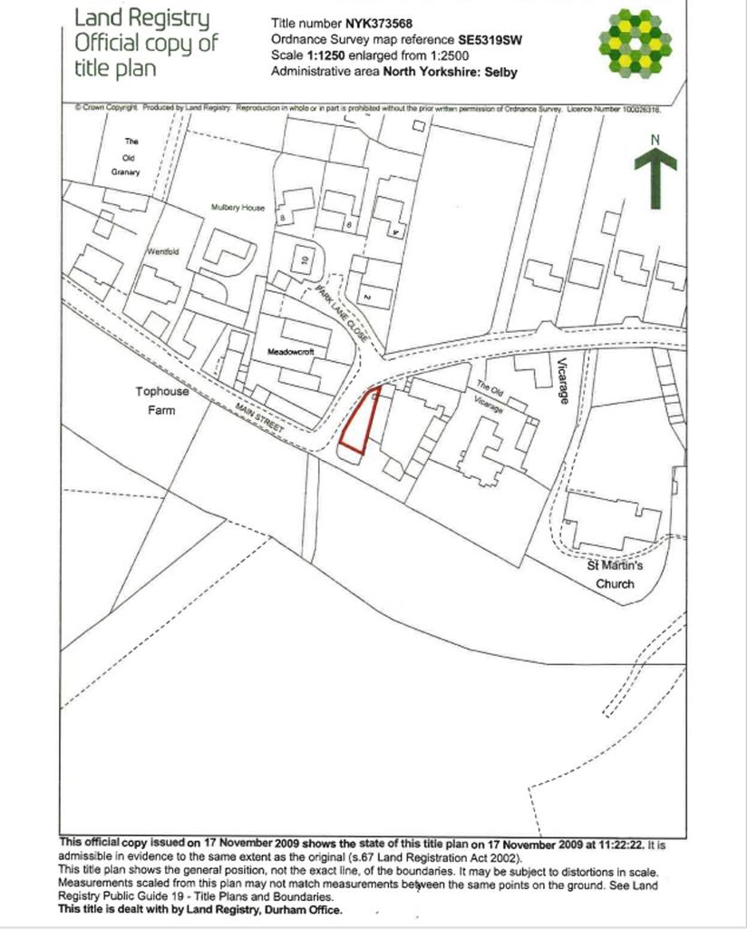 Bells Corner, Park Lane, Womersley Land for sale £65,000