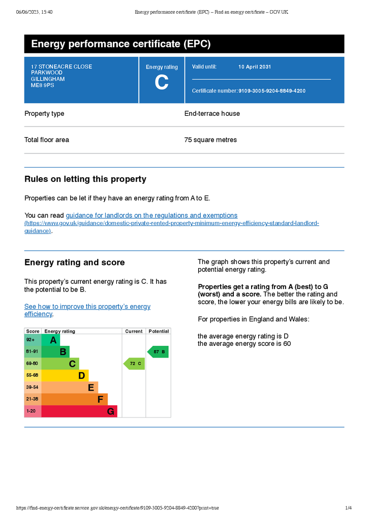 17 Stoneacre Energy performance certificate (EPC)