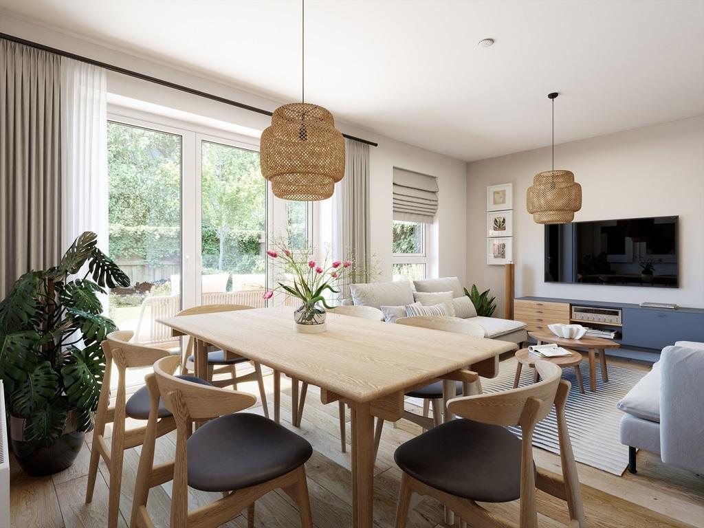 An open plan living and dining area
