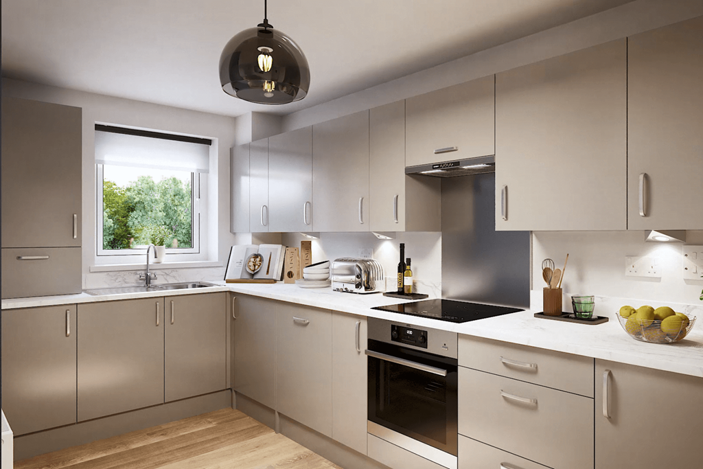 The adjoining 3 sided kitchen is great for...