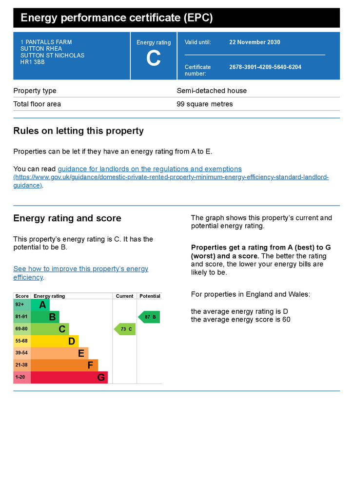 Energy performance certificate (EPC) – 1 pantalls