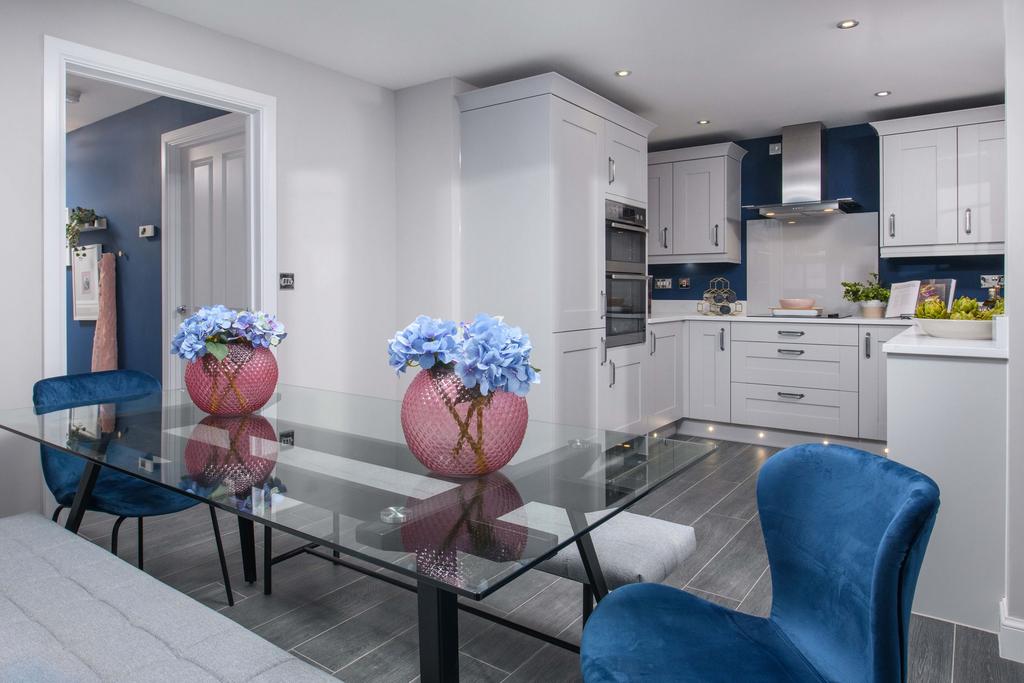 Open plan kitchen diner in the Ripon Show Home