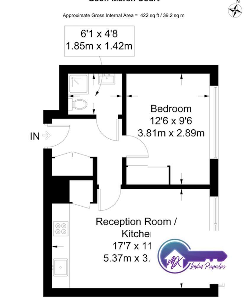 London NW5 1 bed flat to rent £1,699 pcm (£392 pw)