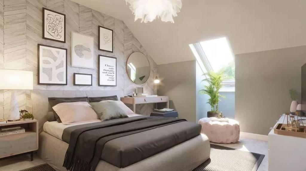Computer generated image of the bedroom in the...