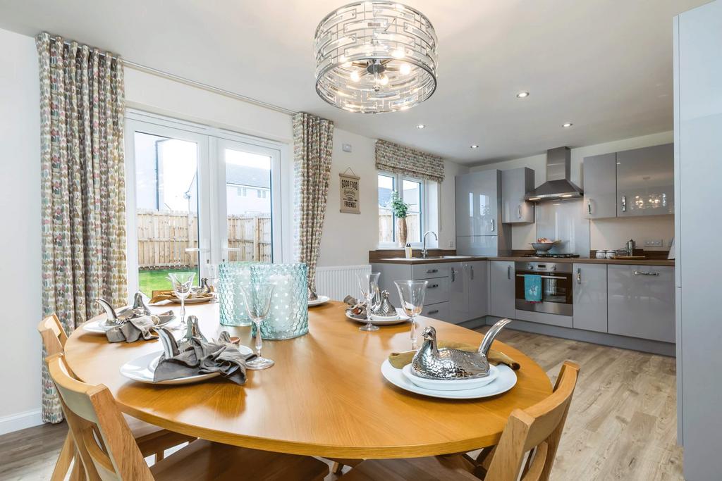 Lauriston kitchen and dining area with garden...