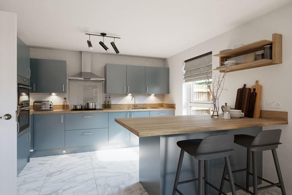 Modern kitchen with breakfast bar