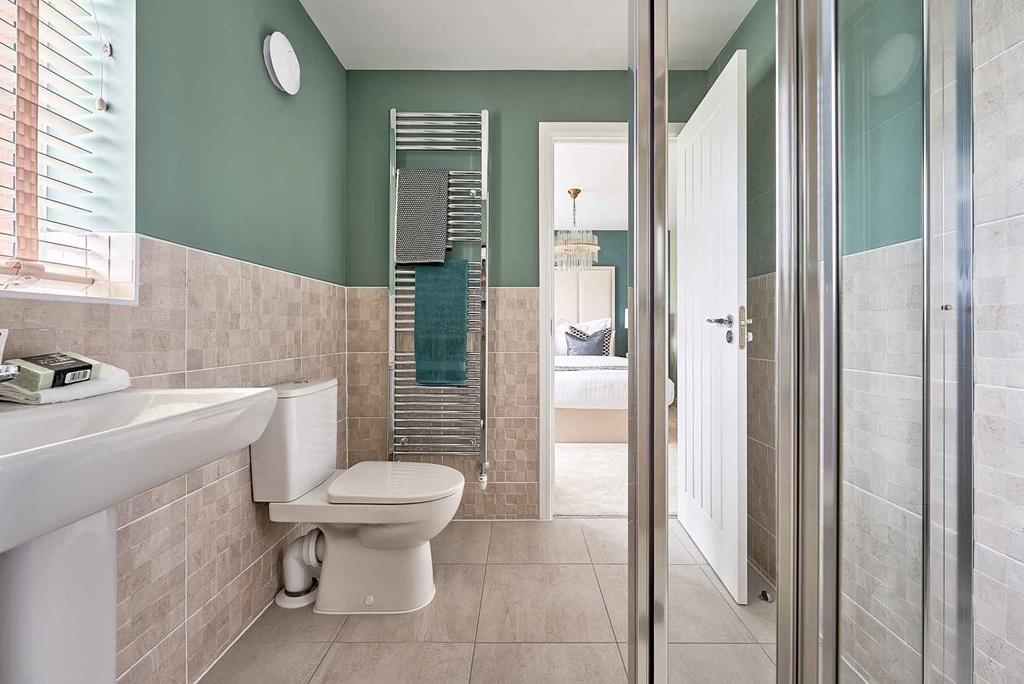 An en-suite with double shower