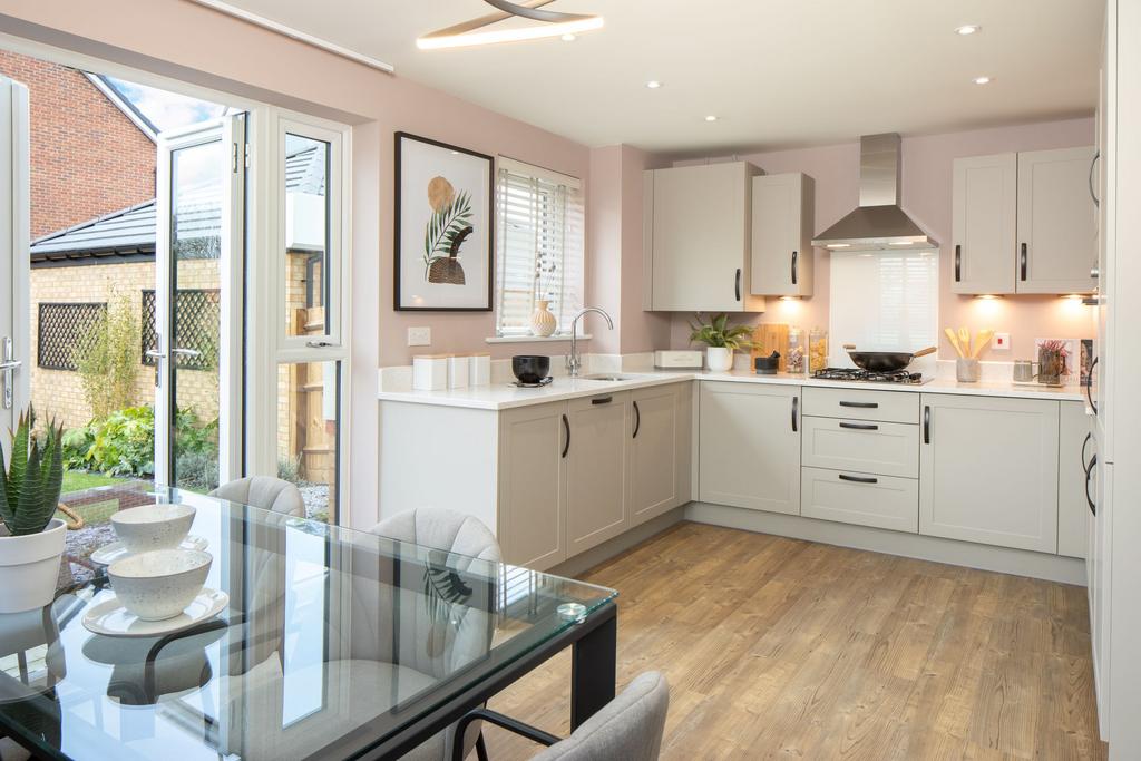Open plan kitchen in the Hesketh. 4 bedroom home.