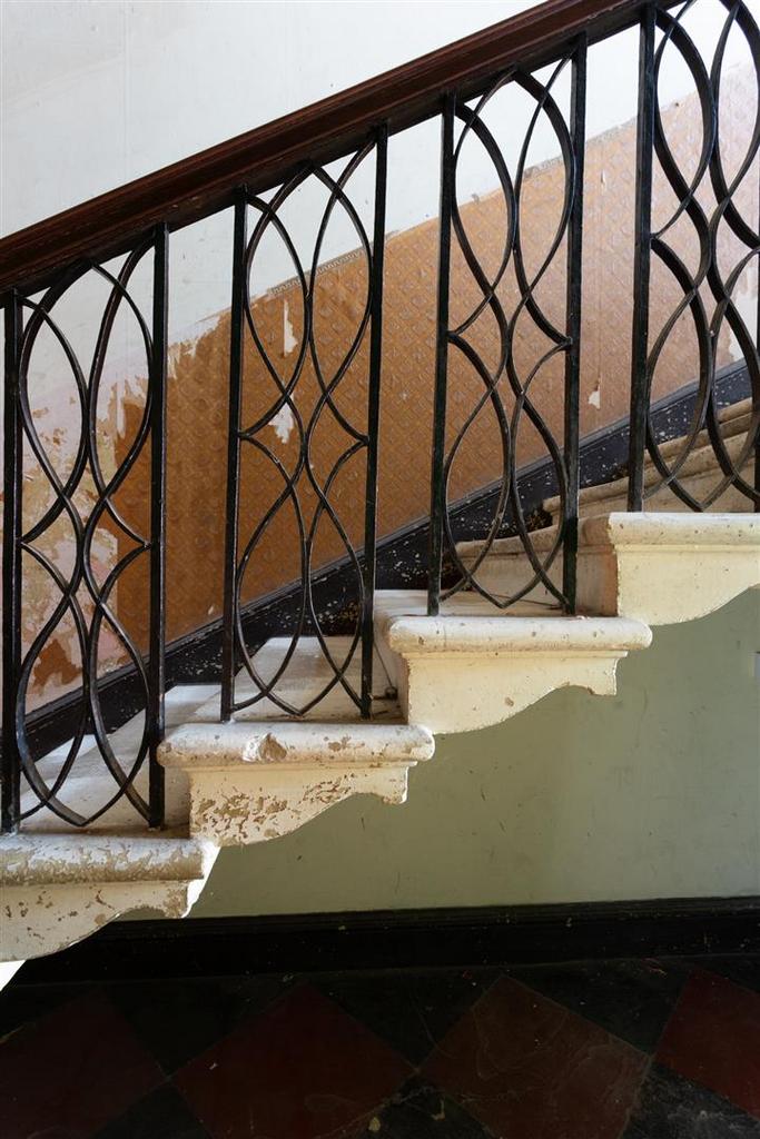 Wrought iron cantilevered staircase